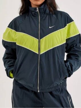 Nike Black & Lime Green Colorblock Windbreaker Jacket